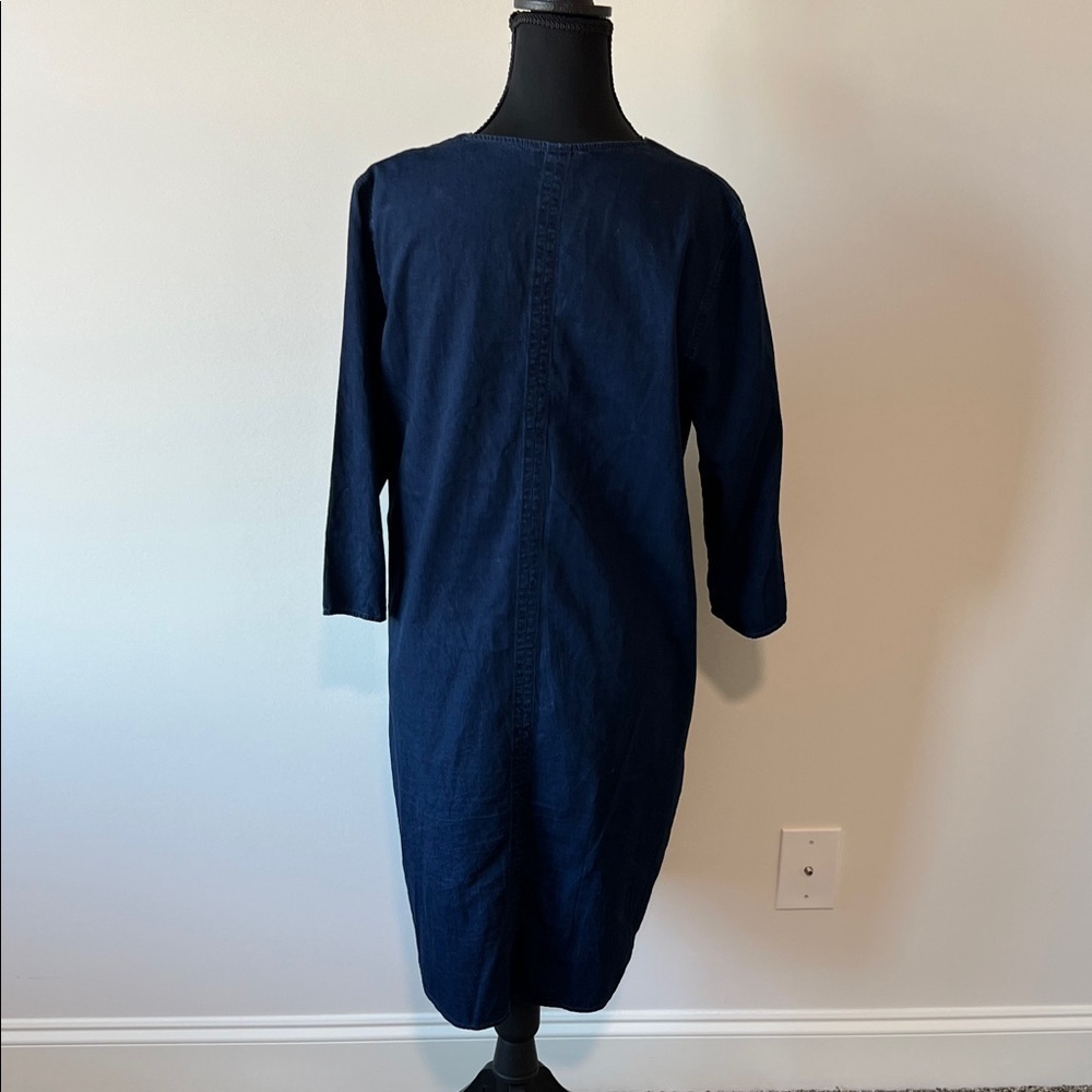 COS Oversized Washed 100% Cotton/Light Denim Blue Cocoon Dress with Pockets - Picture 6 of 9